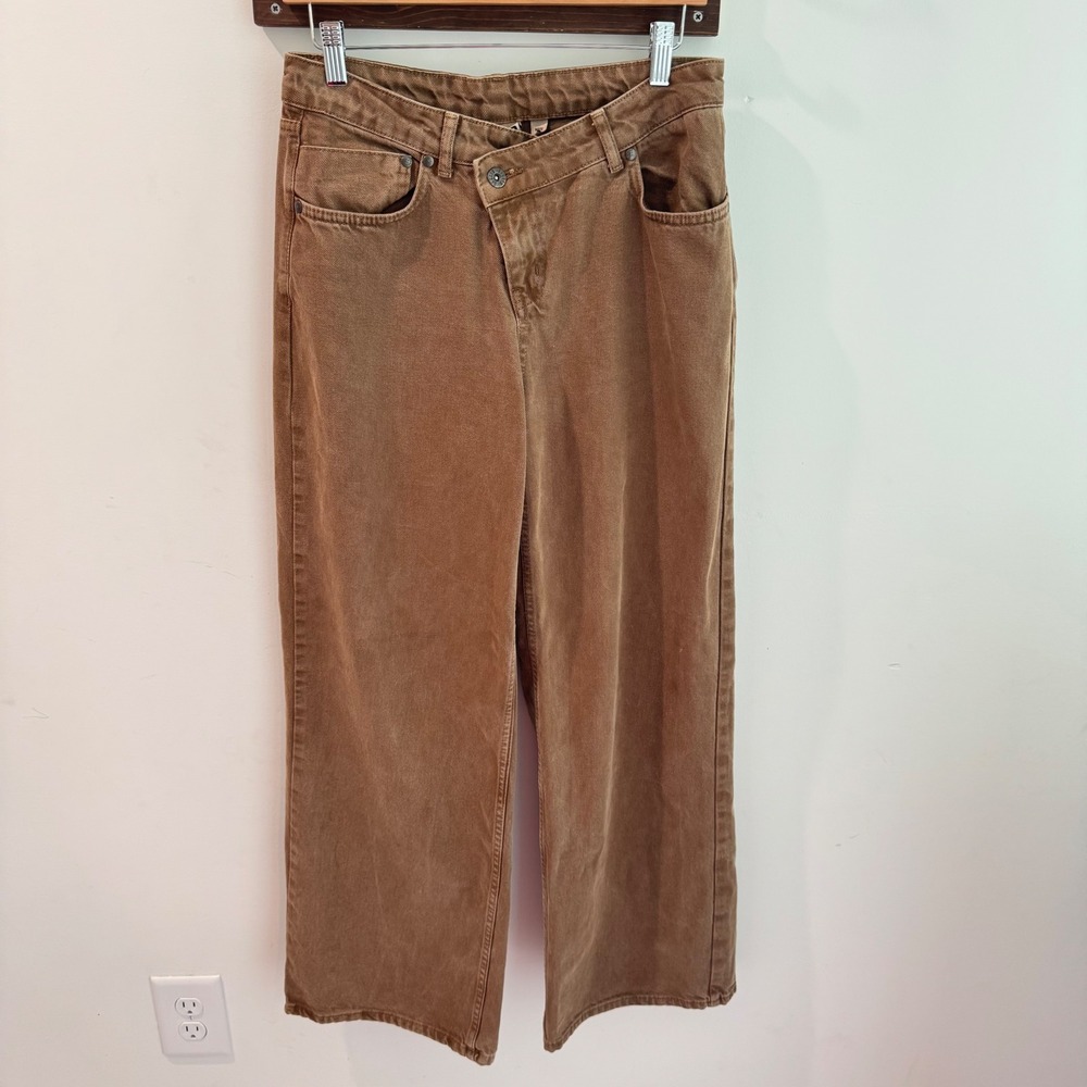 The Ragged Priest Alina Low Rise Baggy Brown Crossover Waist Jeans Size 26